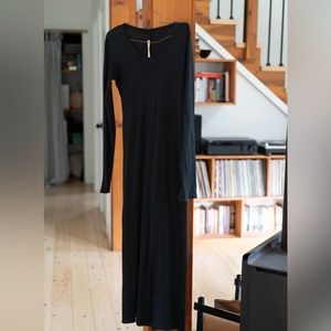 Raquel Allegra black cotton long sleeve dress